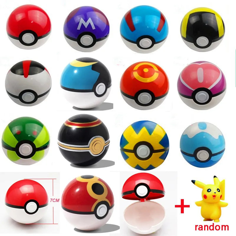 1 قطعة Pokeball + 1 قطعة أرقام عشوائية مجانية داخل 1:1 أنيمي عمل و دمى أشكال هدية الكريسماس للأطفال