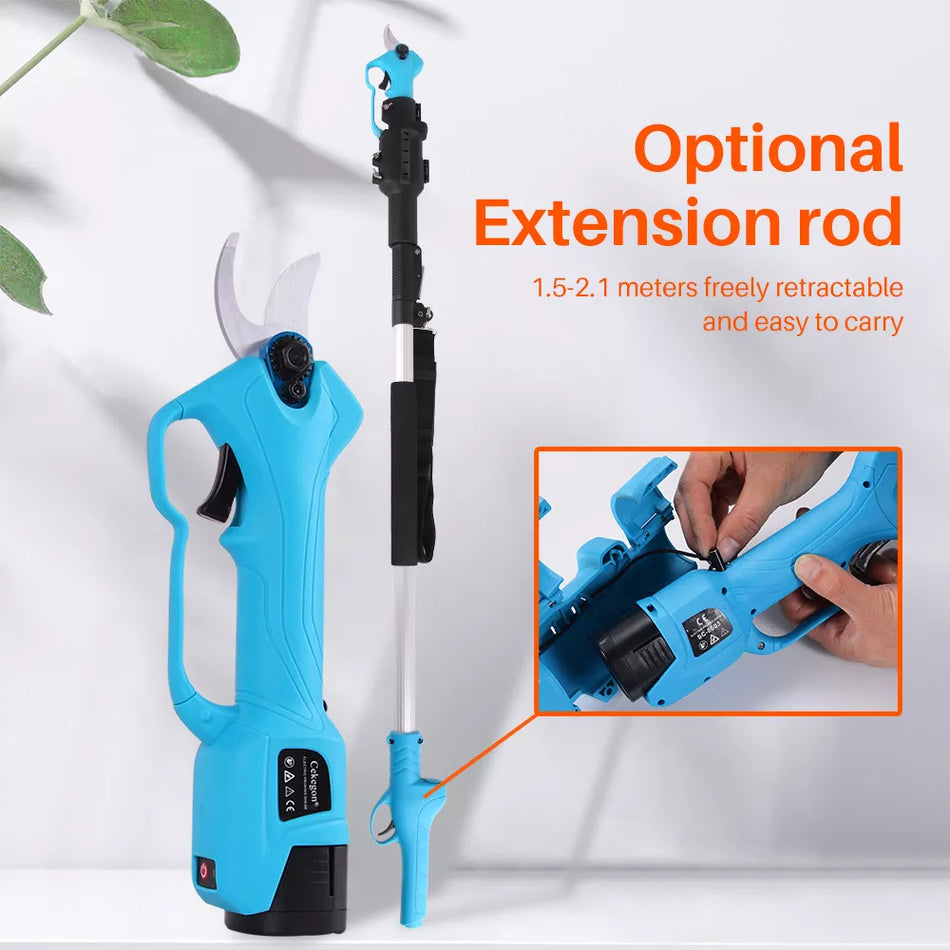 28mm 16.8V Electric Pruning Scissors Cordless Electric Pruning Shears Pruners Branch Cutter with Extension Pole Pruner