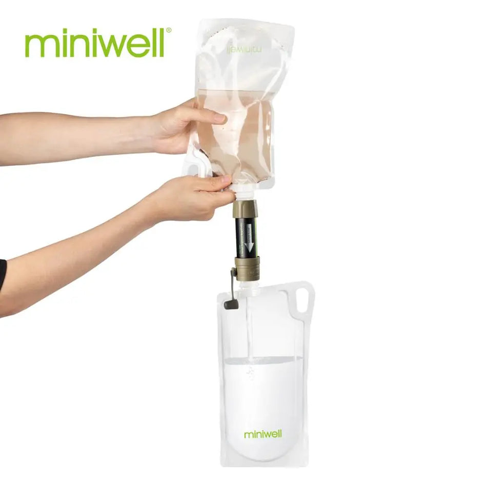 Miniwell L630 Tragbares Wasserfilter -Überlebenskit mit Tasche zum Campen, Wandern und Reisen