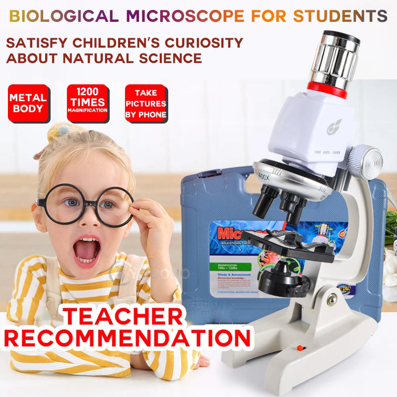 Children Microscope 1200 Times Primary and Middle School Students in Science Popularization Scientific Observation Explore Profe