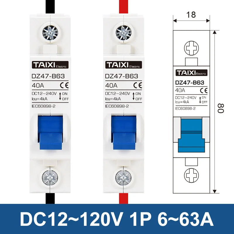 Sumret DZ47 Mini-Leistungsschalter für den DC-Batterieschutz, 6-150a 12-240V