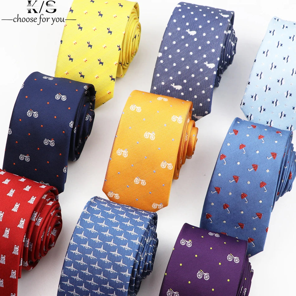 Men's Cartoon Bicycle Skinny Tie 6CM - Cyprus