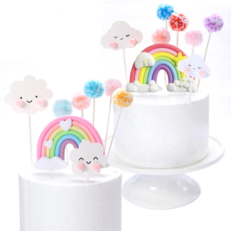 🔵 Smiley Cloud Rainbow Cake Topper Decor Baby Shower Party Cake - Cyprus