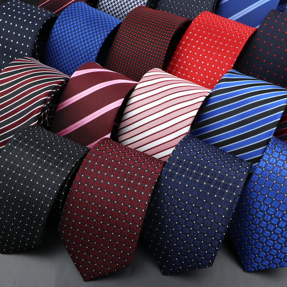 ZLQ&GOUG Men's Dot Striped Necktie - Blue, Black, Red, Pink - Cyprus