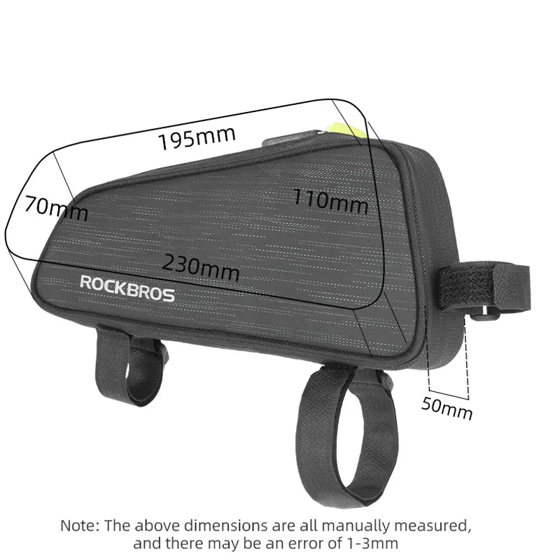 Rockbros Radfahren Fahrradfahrrad Fahrrad Top vordere Rohrbeutel wasserdichtes Rahmenbeutel große Kapazität 1,1 l MTB Fahrrad Pannier Reflexion