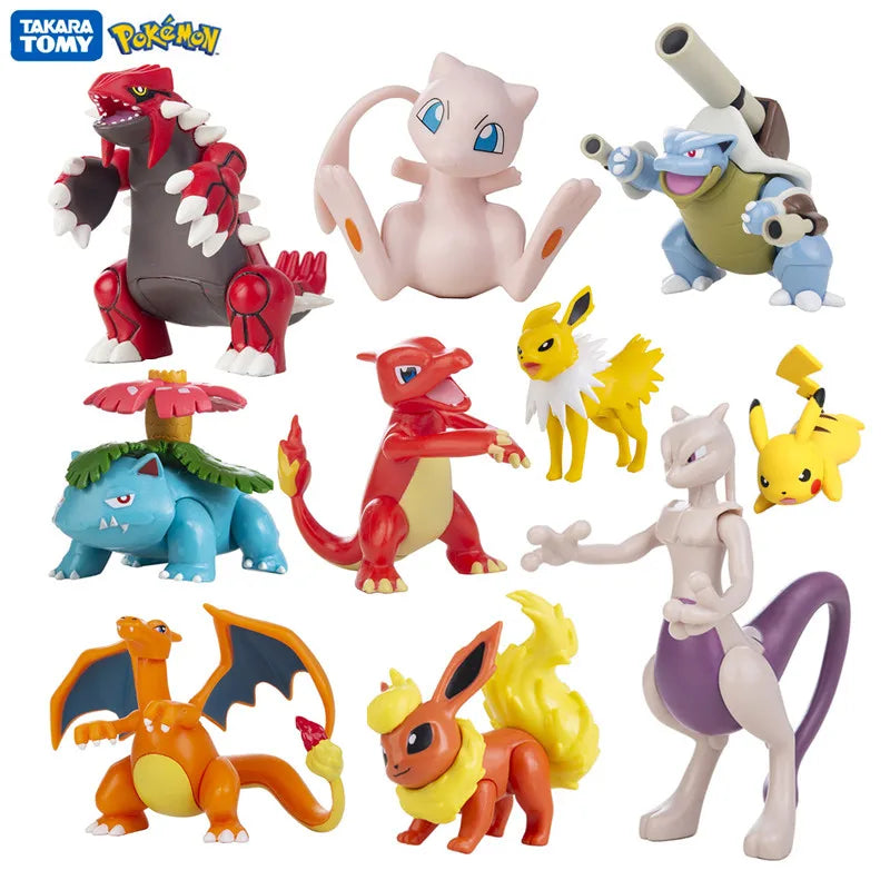 🔵 Pokemon 4-13Cm New Cartoons Movie Anime Figure Pikachu Mewtwo Charmander Blastoise Gurado Pet Action Model Toy Gifts