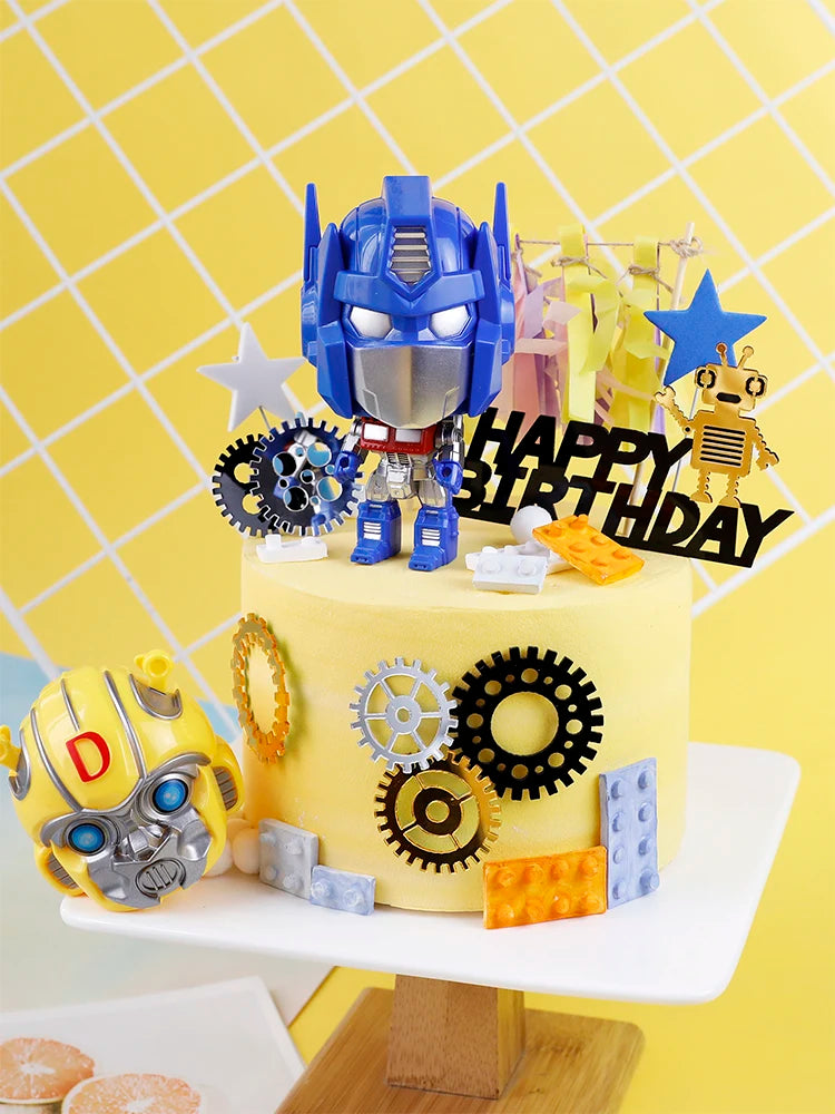 🔵 Q Robot Optimus Transformers DIY Mutlu Yıllar Pastası Topper - Kıbrıs
