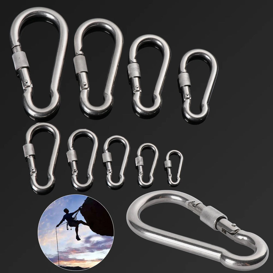 304 Stainless Steel Lock Ring Carabiner Snap Hook for Outdoor Climbing