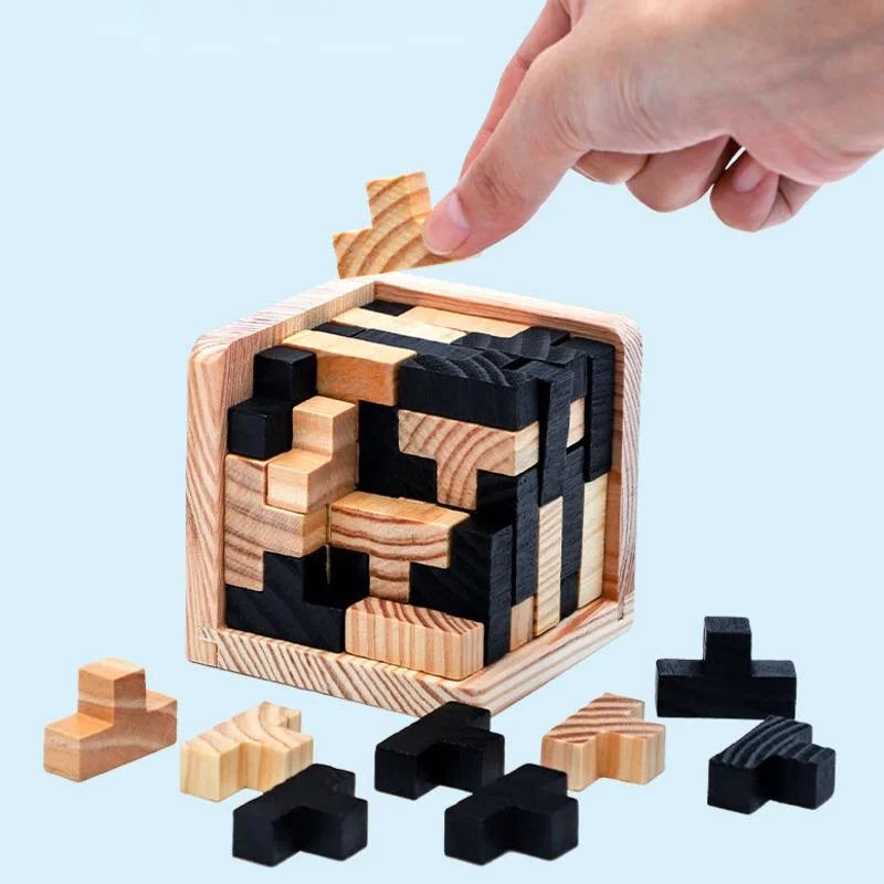 Kreatives 3D -Holzwürfel -Puzzle Ming Luban ineinandergreifende Bildungsspielzeug für Kinder Kinder Hirnteaser Frühes Lernen Spielzeuggeschenk