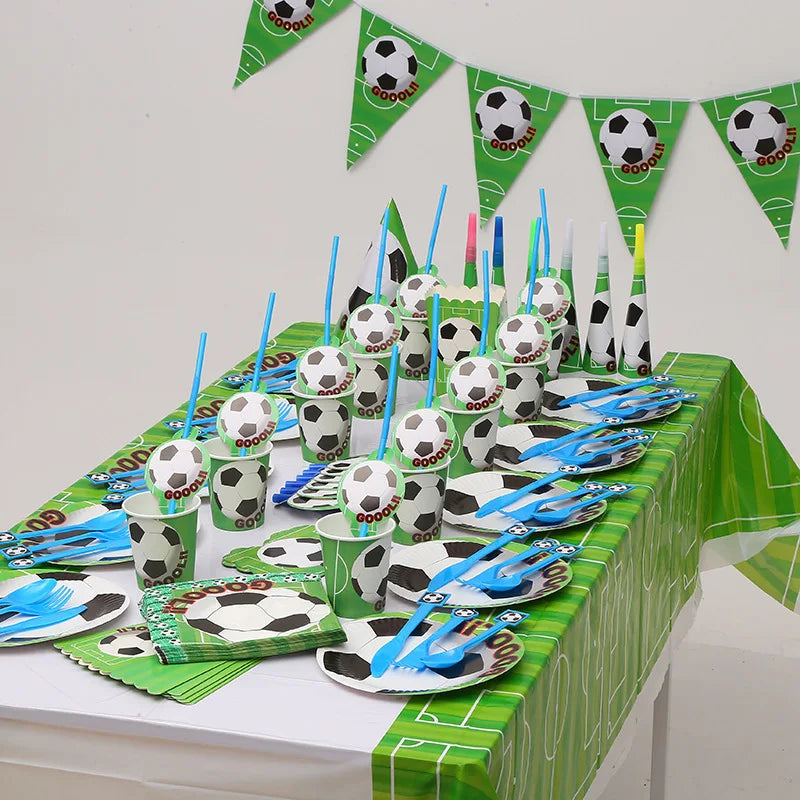 🔵 Football Theme Party Tableware & Decor Set - Perfect for Kids Birthday Parties 🎉 - Cyprus