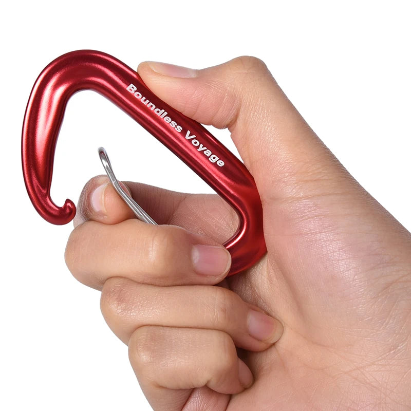 رحلة لا حدود لها 12KN تسلق Carabiners الثقيلة D-نوع مقاطع سبائك الألومنيوم هوك للأراجيح التخييم