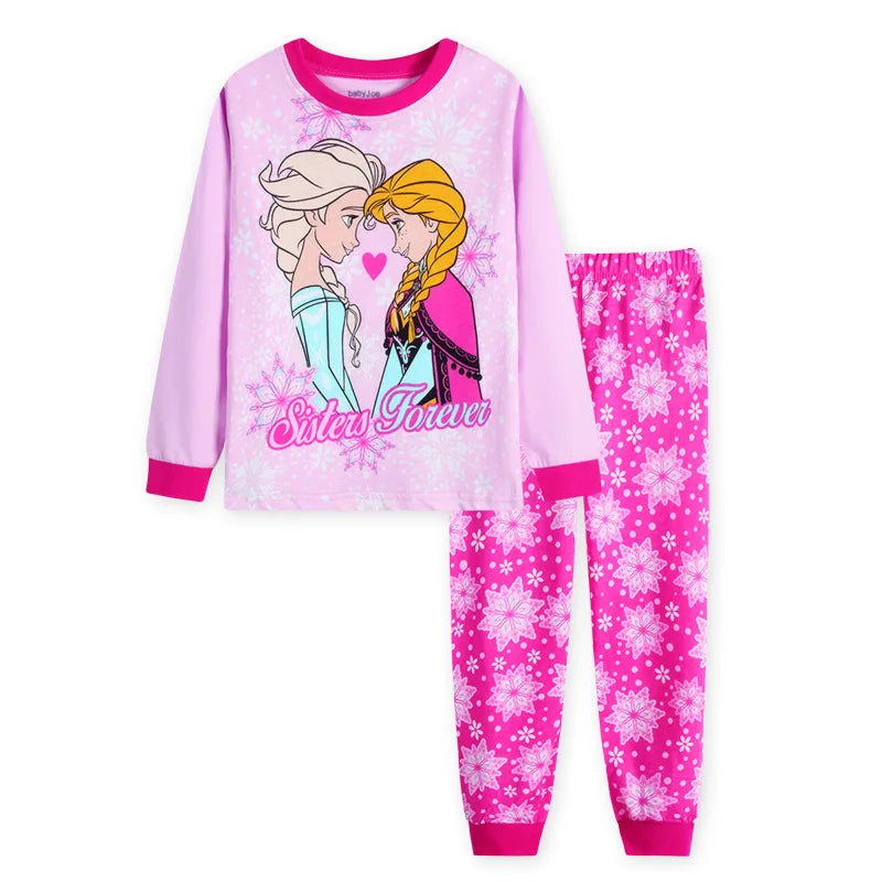 Prenses Anna Elsa Cotton Pijamalar Çocuklar İçin Set - Kıbrıs