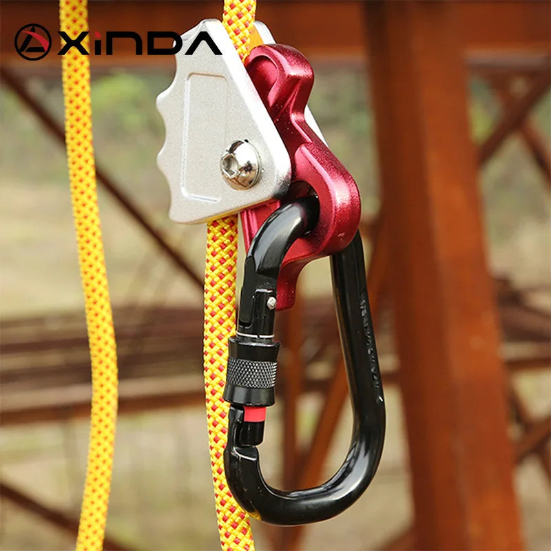 🔵 Xinda Self-Lock Equipment Yüksek irtifa araçları grenci halat cihazları otomatik kilit karabiner anti-gall koruyucu dişli hayatta kalma