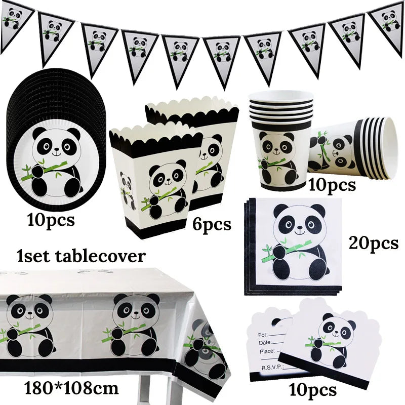 🔵 Panda Theme Kids Disposable Tableware Set - Cyprus