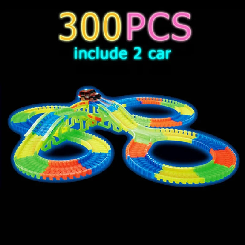 Glow Racing Track Set 5 LED Light Track Car Fexible Glowing Tracks Toy 162/165/220/240 Αγώνας αγώνα εύκαμπτο αυτοκίνητο LED LED LED