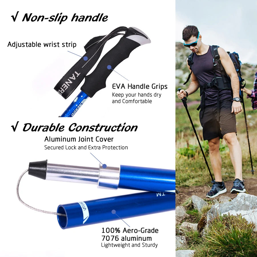 Açık Mekan Taşınabilir Çıkarılabilir Ultralight Trekking Kutupları Katlanır Yürüyüş Yürüyüş Ayarlanabilir Dağ Kampı Bastonlar Karbon