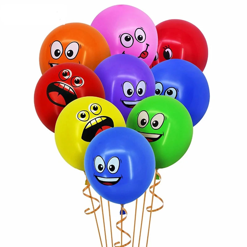 🔵 10pcs 12 inç sevimli komik büyük gözler gülen lateks balonlar - doğum günü partisi dekorasyonu şişme balon bebek duş globos - Kıbrıs