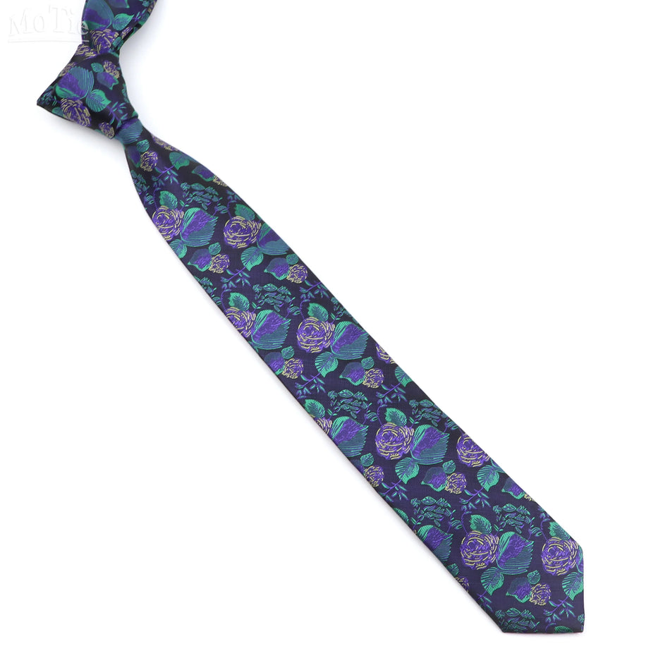 Men's Luxury Floral Jacquard Tie in Pink, Red, and Blue - Cyprus