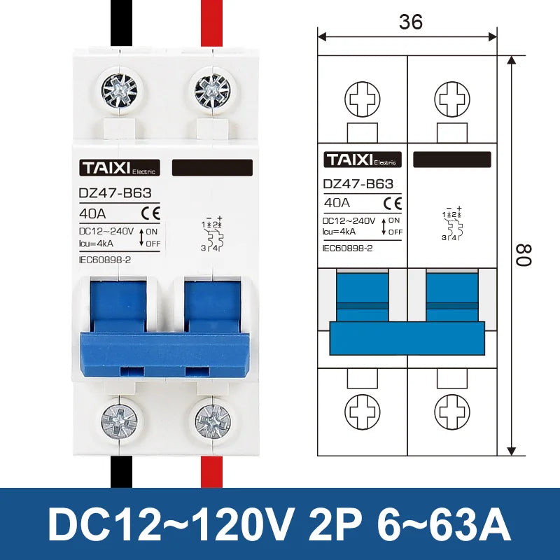 Sumret DZ47 Mini-Leistungsschalter für den DC-Batterieschutz, 6-150a 12-240V