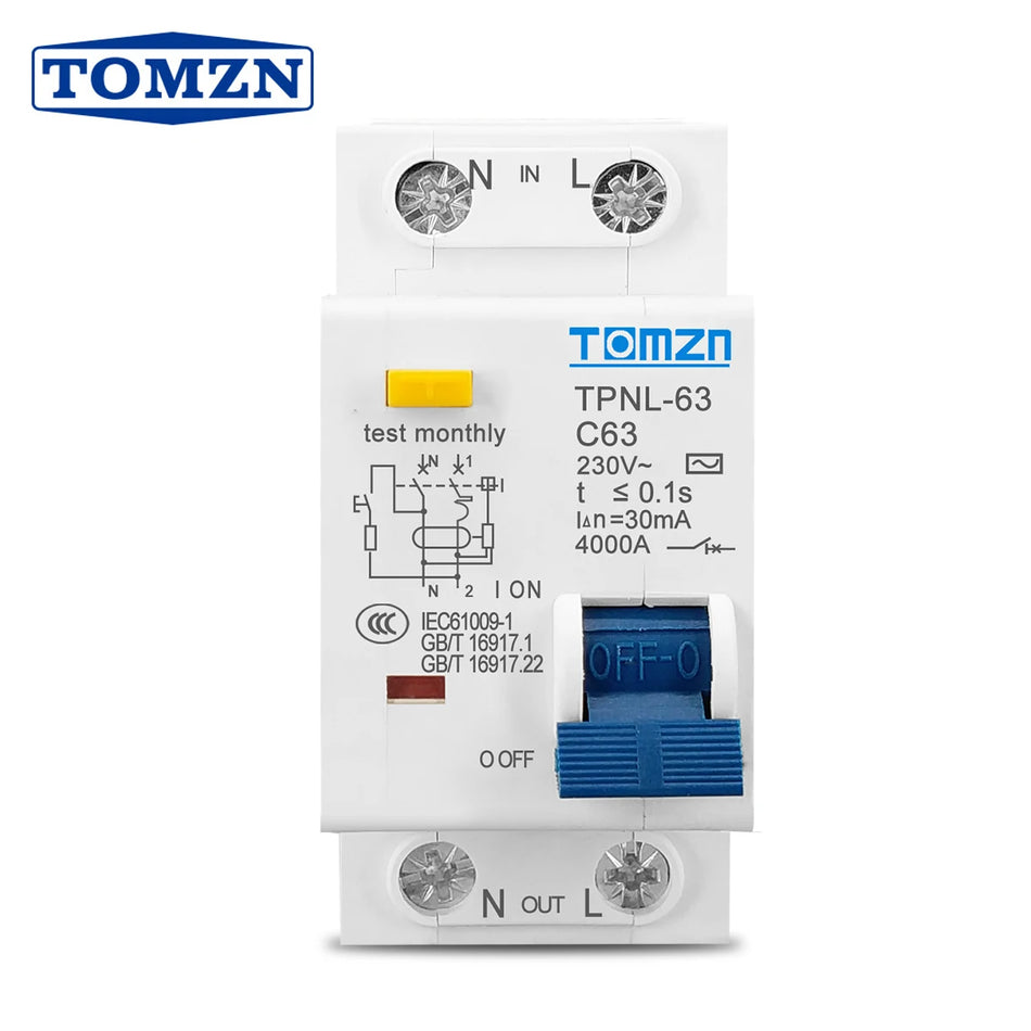 TOMZN TPNL DPNL 230V 1P + N RCBO MINI CIRCUIT BRISHER