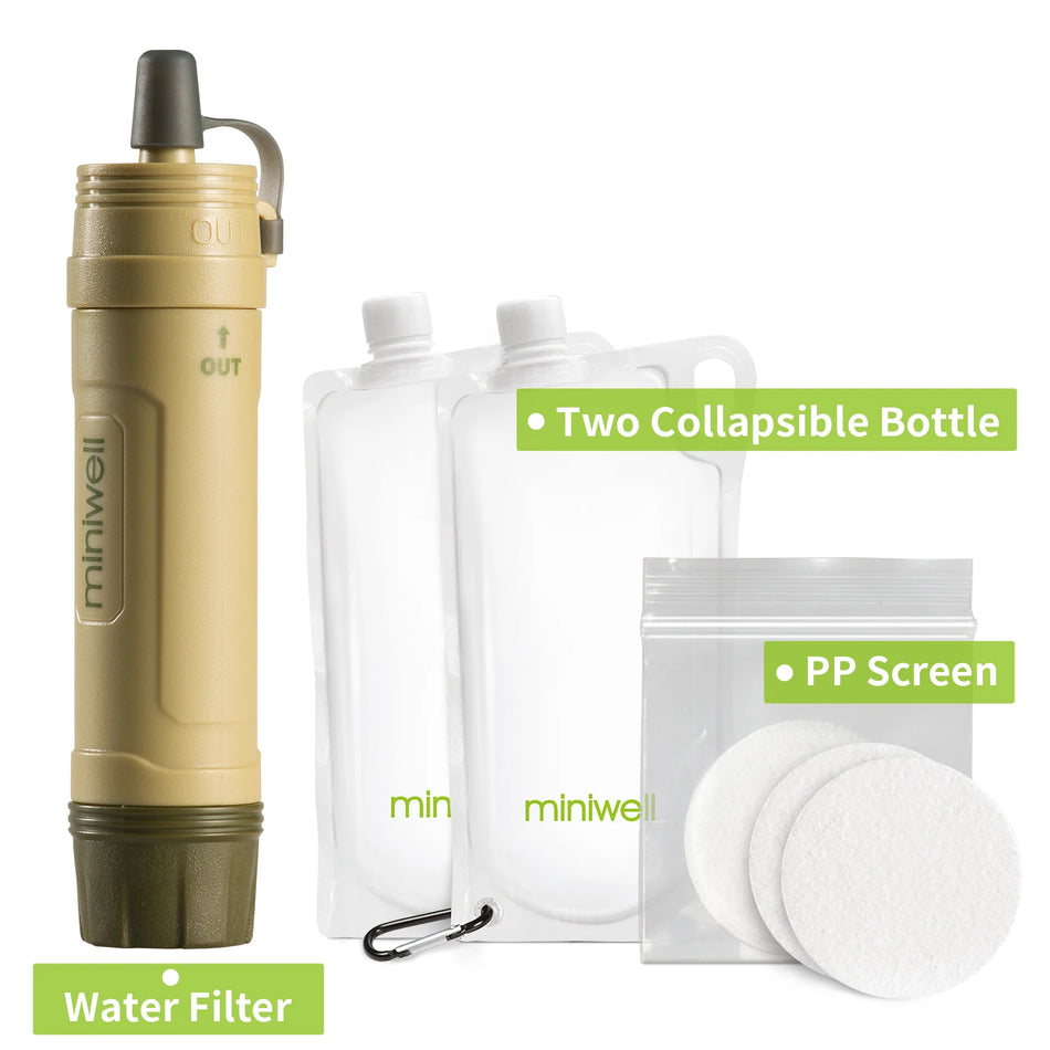 miniwell Portable Water Filter L605B with 2 Collapsible Bottles: Your Ultimate Camping and Hiking Companion