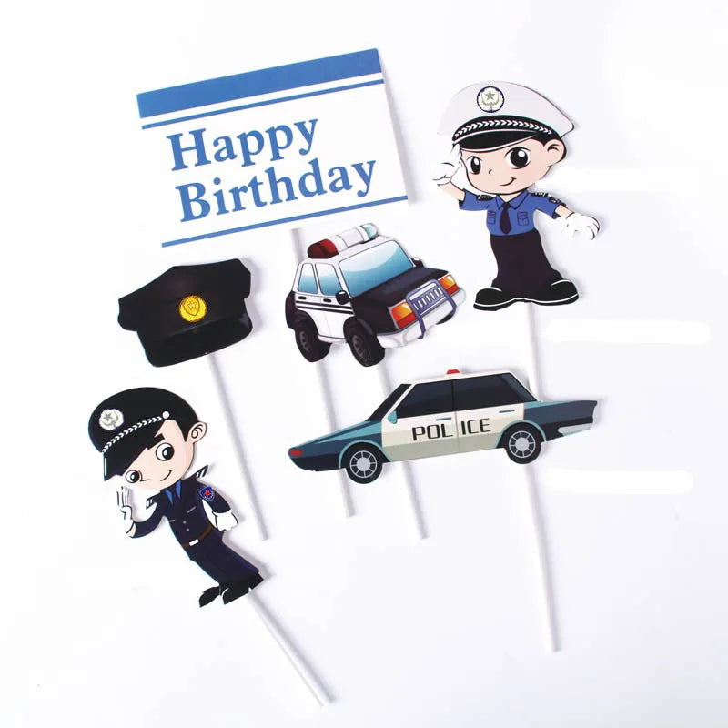 🔵 Αστυνομικό αυτοκίνητο Happy Birthday Topper με προμήθειες ψησίματος DIY - Κύπρος