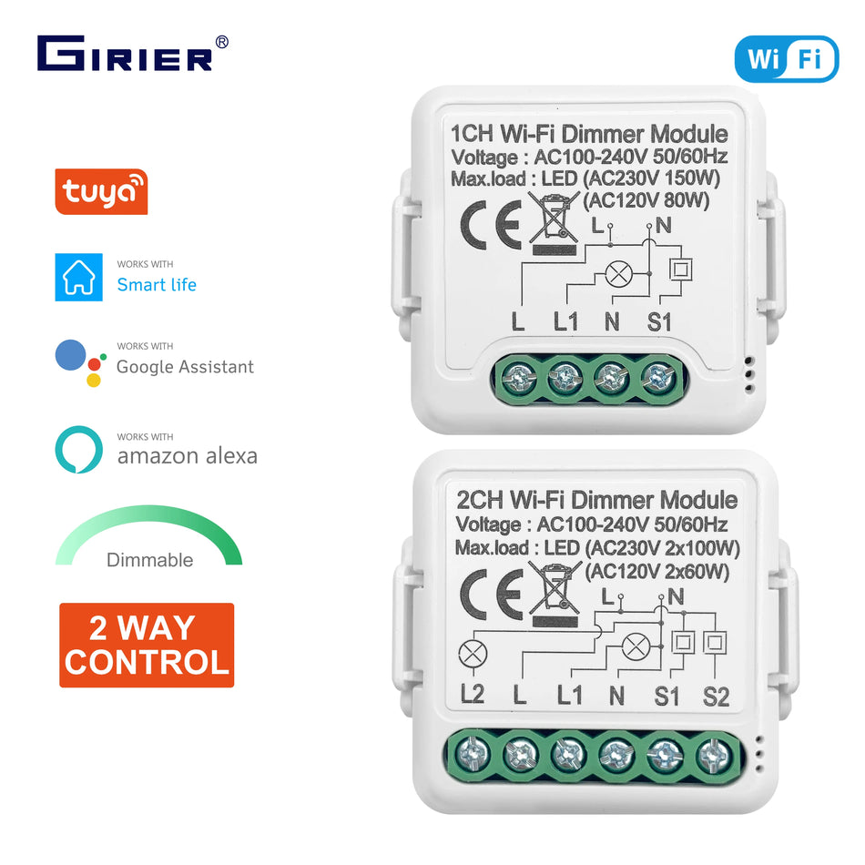 Girier WiFi Smart Dimmer Switch-Modul mit einer Zwei-Wege-Steuerung