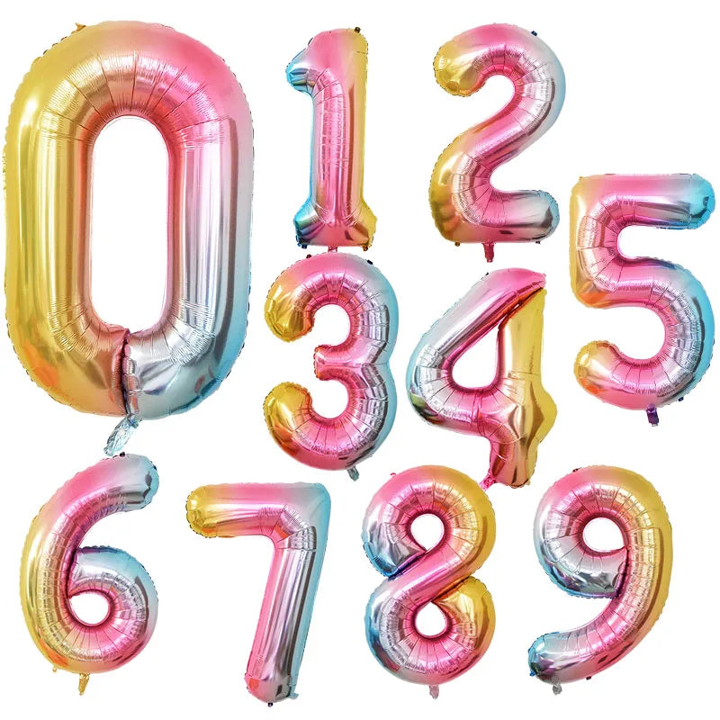 40-inch Rainbow Foil Number Balloon for Birthday Party Decorations - Cyprus