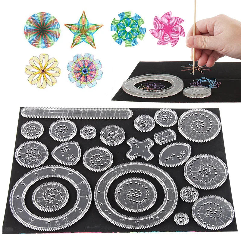 Funny Interlocking Gears Wheels Spirograph Drawing Toys Set Creative Educational Toy for Children Painting Drawing Accessories