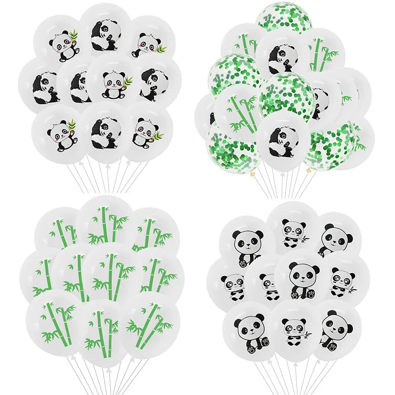 🔵 Panda Lateks Balon Dekorasyon Seti - 12inch - Bambu Deseni - Panda Tema Partisi Malzemeleri - Bebek Duş Doğum Günü - Kıbrıs