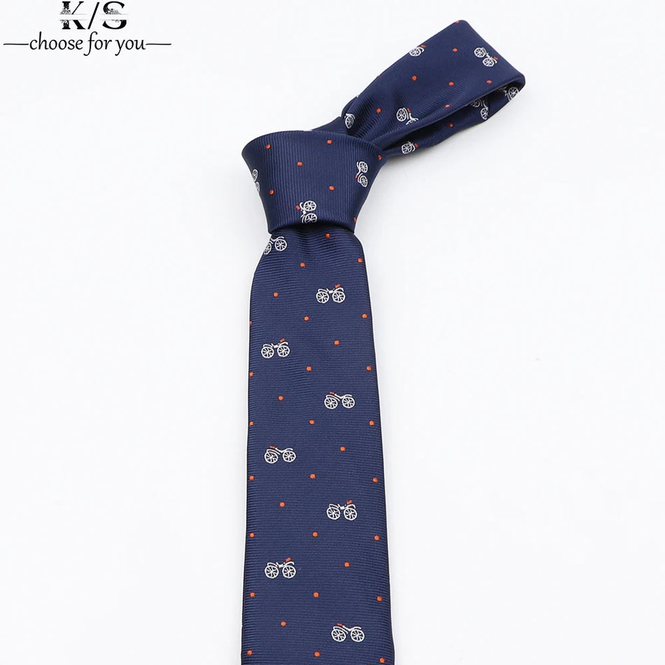 Men's Cartoon Bicycle Skinny Tie 6CM - Cyprus