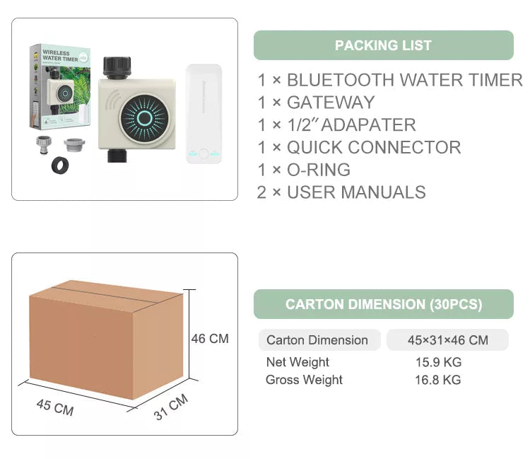 Προγραμματιστής άρδευσης Bluetooth και WiFi, Έξυπνος χρονοδιακόπτης αυτόματου ποτίσματος, Έλεγχος ποτίσματος κήπου με έλεγχο εφαρμογής για διάρκεια και καθυστέρηση βροχής. Έως 8 Bar πίεση!