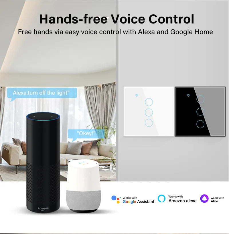 Tuka Akıllı Yaşam Işığı Anahtarı WiFi Touch Sensor Akıllı Anahtar Uygulaması Uzaktan Kontrol Nötr Tel Yok 110V 220V Alexa Google Home