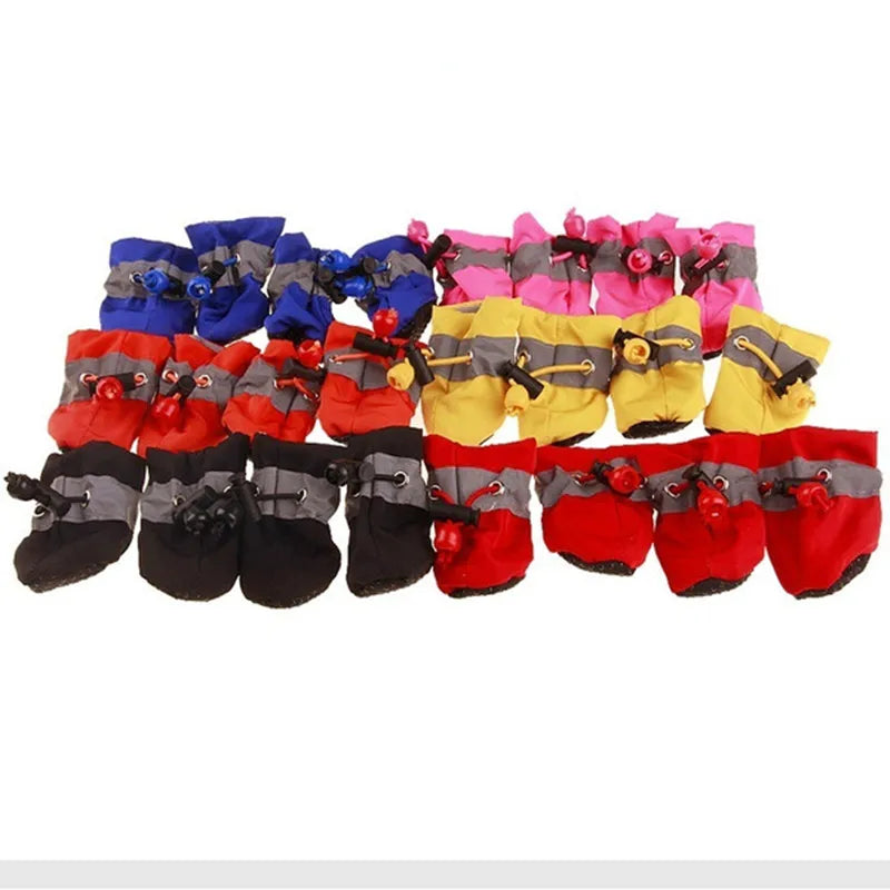 Waterproof Anti-Slip Pet Dog Shoes - 4pcs Set for Small Cats & Dogs