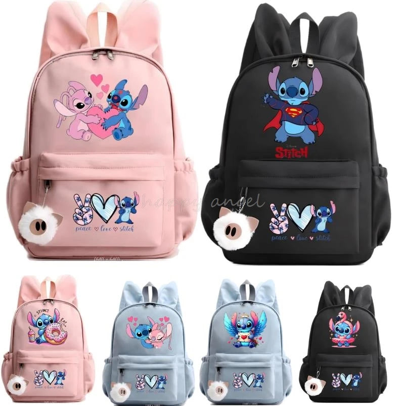 Kawaii Lilo Stitch Rabbit Ears Backpack for Travel - Cyprus