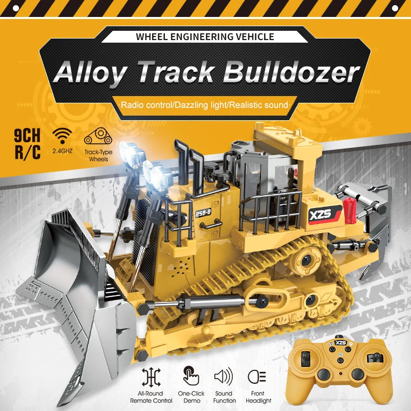 Bigshu 1:24 9Ch Fernbedienung Bulldozer -LKW mit Schaufel- und Baggerfunktionen