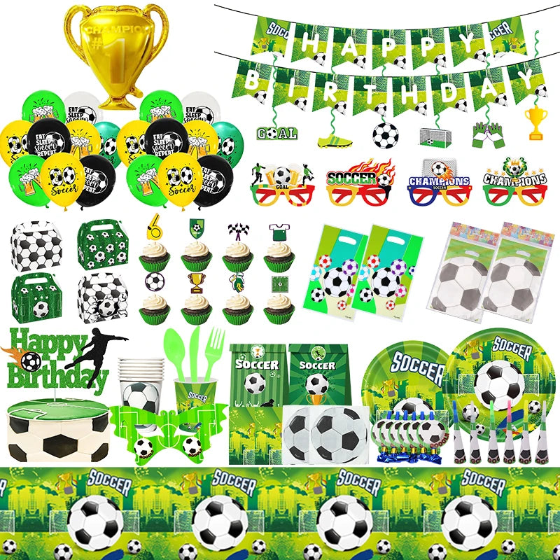 🔵 Soccer Football Kids Boy Party Tableware Set Birthday Decor - Cyprus