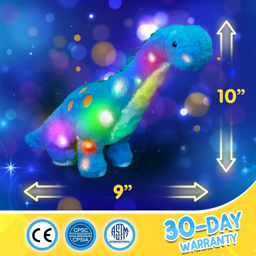 LED Luminous Plush Toy Blue Netter Dinosaurier gefüllt gefülltes Tier weich bequeme Kinderwurf -Kissengeschenke für Mädchen schlafen