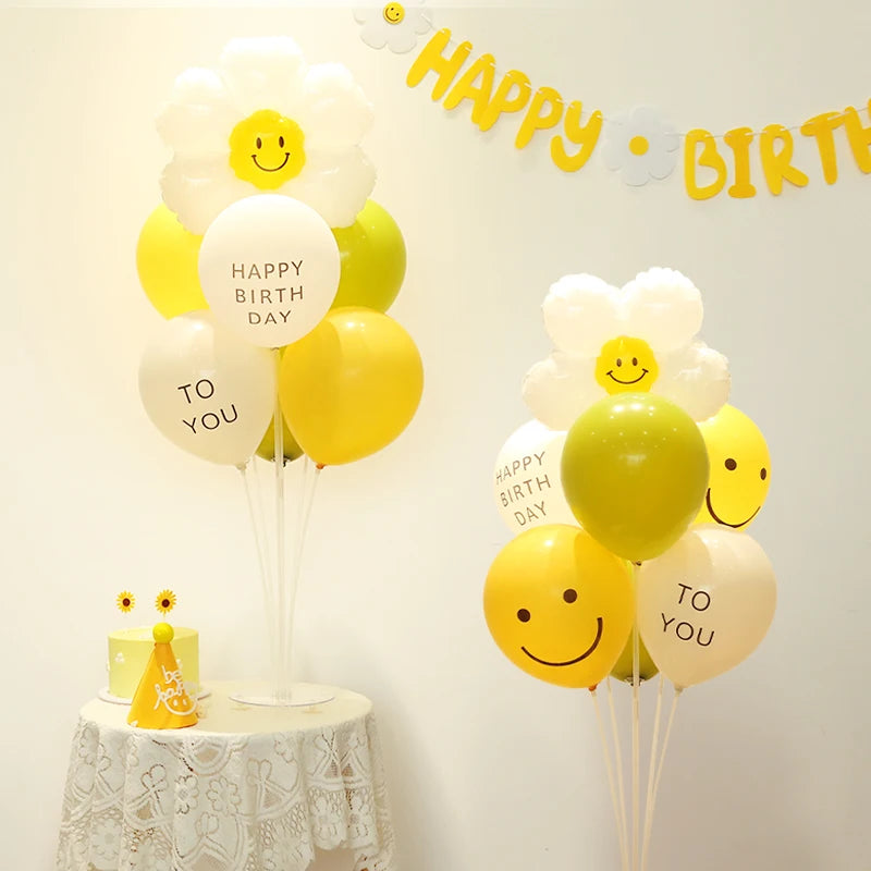 🔵 Smiley Daisy Latex Balloon στάση για πάρτι και εκδηλώσεις - Κύπρο