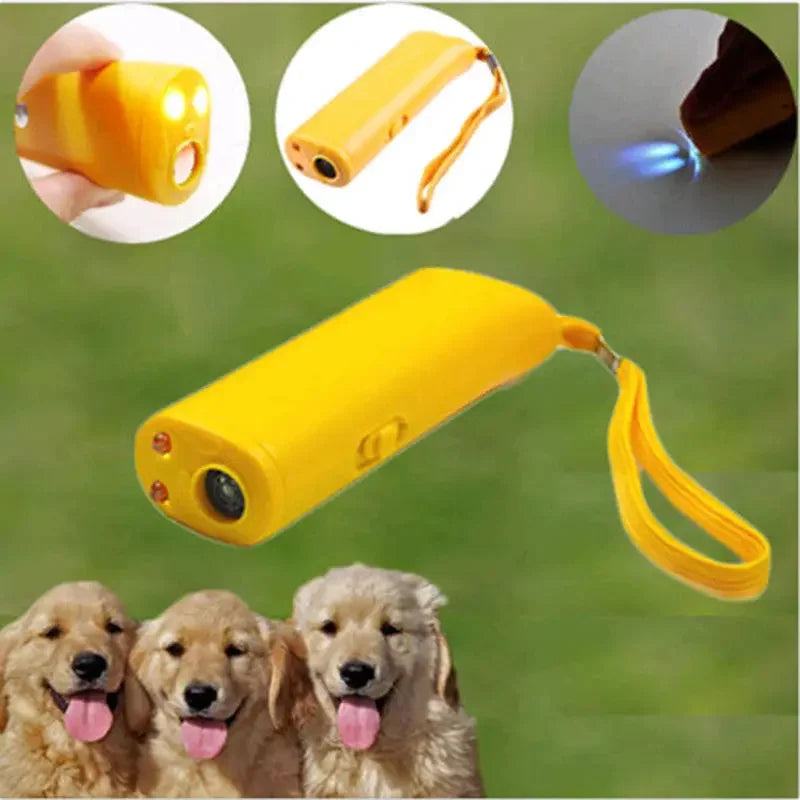 3-in-1 Ultrasonic Dog Bark Stopper & Trainer with LED Flashlight