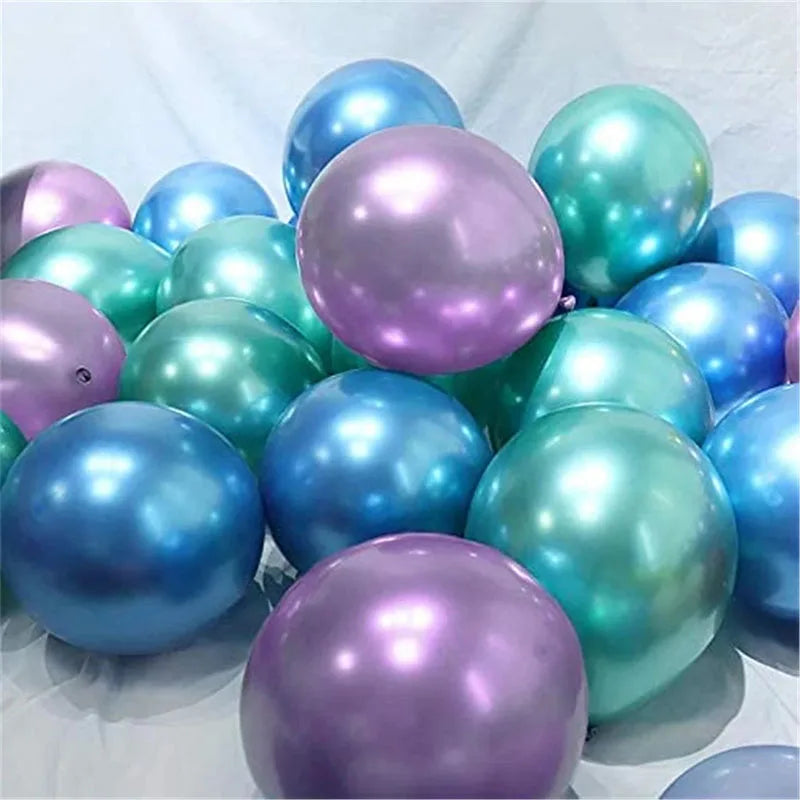 🔵 Chrome Metallic Mermaid Latex Balloons Set for Various Occasions - Cyprus