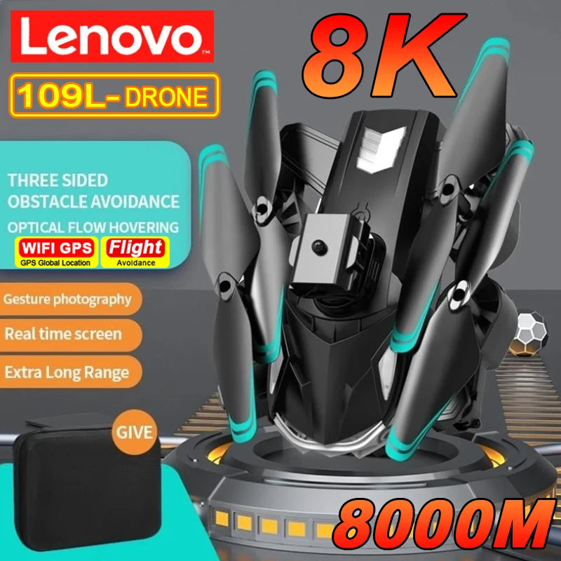 Lenovo 109L Drone 8K Profesyonel HD Hava Fotoğrafçılığı Kamera Çok Yönlü Engellerden Kaçınma Uçak Yetişkin Çocuk Oyuncakları için
