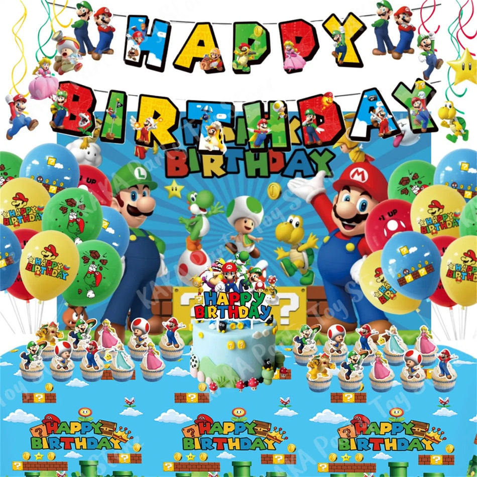 Super Mario Birthday Party Decorations with Balloons, Tableware and Stickers - Cyprus