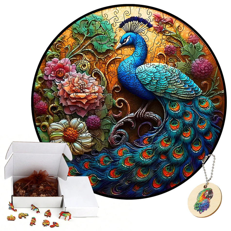 Christmas Series Unique Animal Peacock 3D Wooden Puzzles Adult Jigsaw Puzzle Gift Box Puzzle Children Wooden Christmas Toys Gift