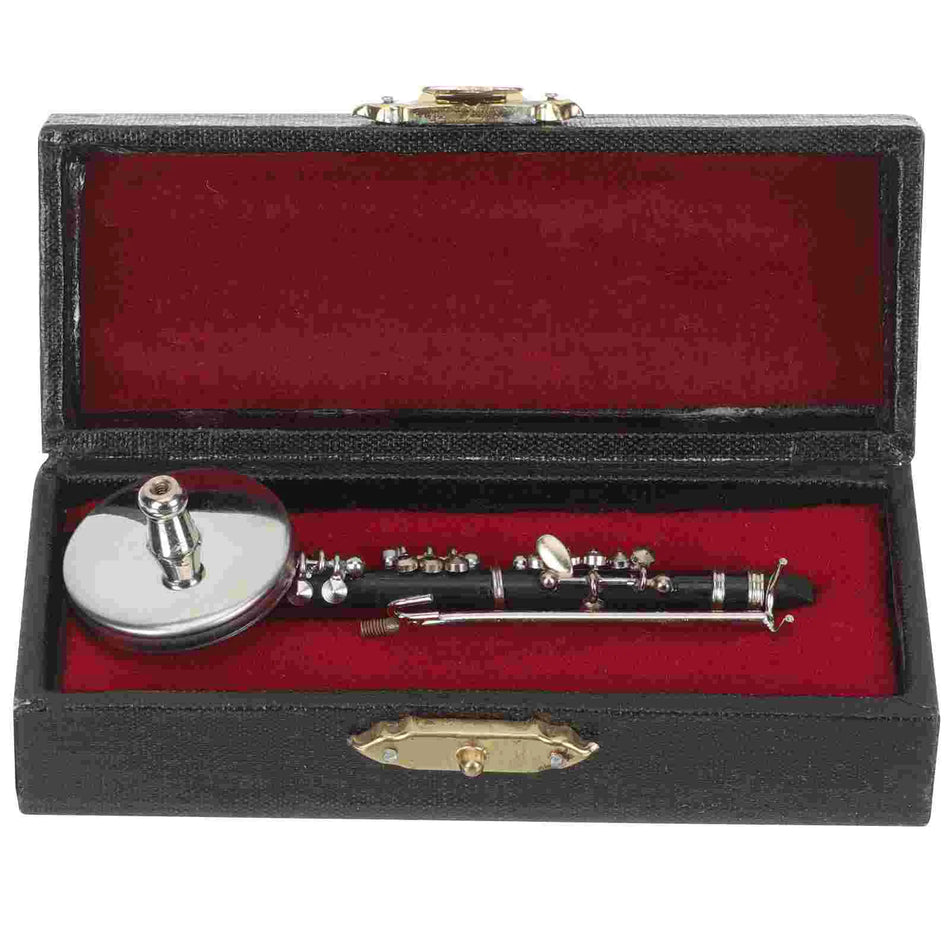 "Mini Clarinet Model Ornament with Stand and Storage Box"