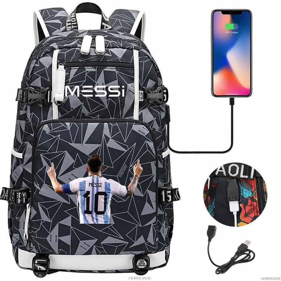 Football Stars Messi Camouflage Backpack