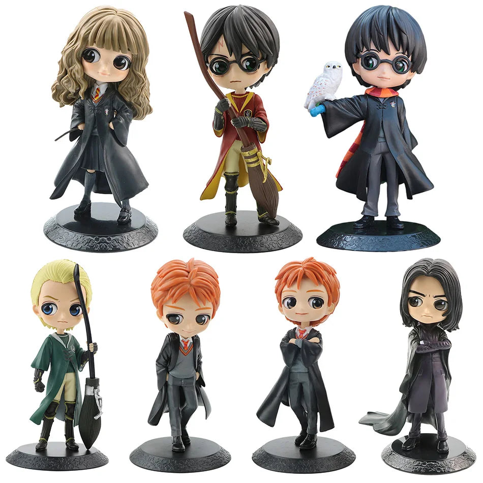 Anime 15 cm Harry Potter Figur Hermine Ron Malfort Model Puppen Qpoket Version Doll Car Decoration Kinder Weihnachtsspielzeug Gif