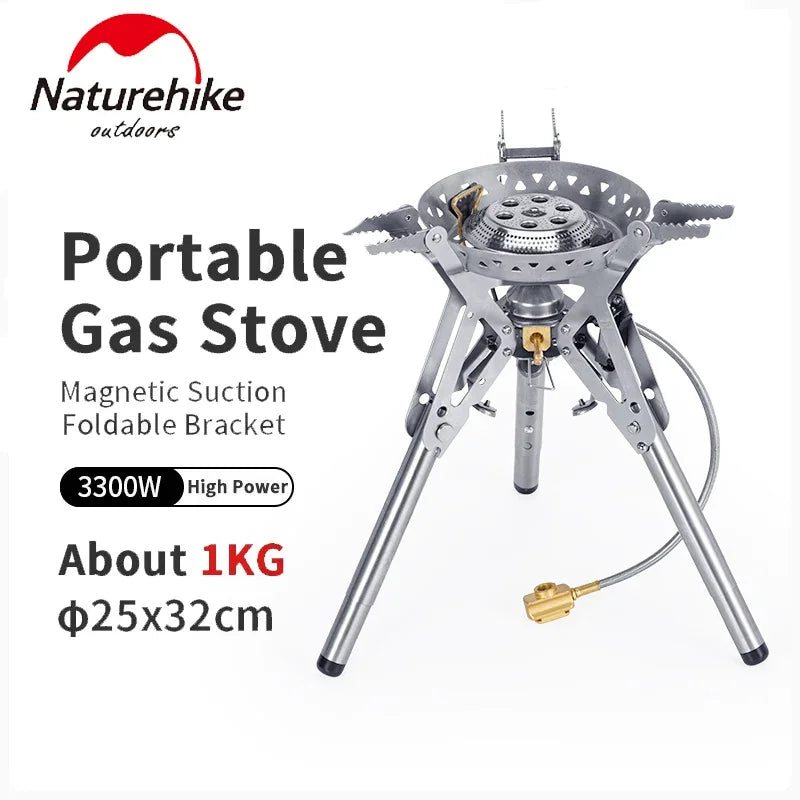 Naturehike Gas Stove Strong Fire Burner Outdoor portable Camping Cooker Electric-ignite High Thermal Power Height Adjustable