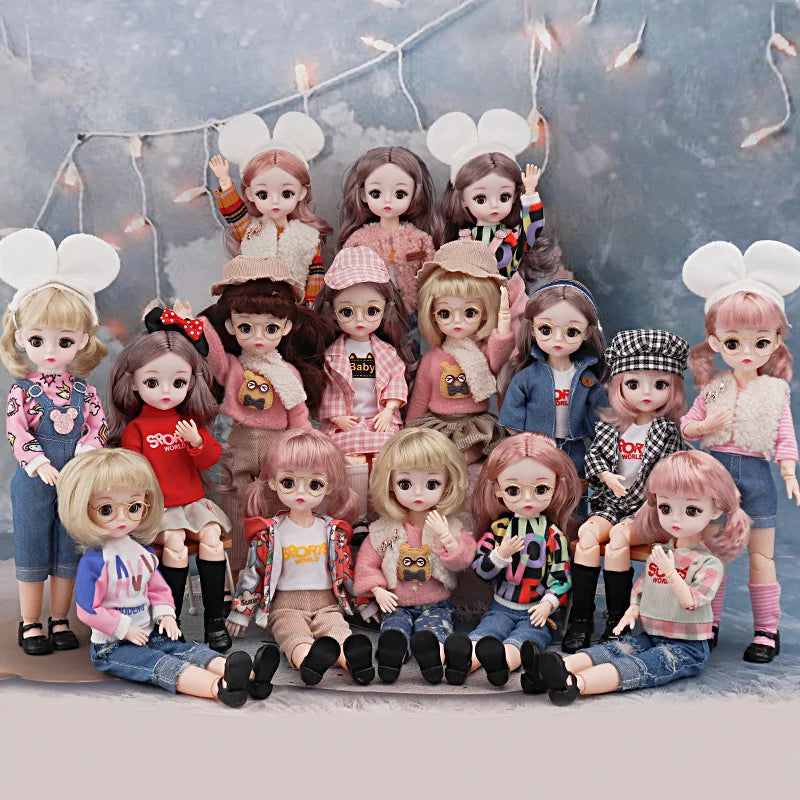 BJD Dolls 30cm anime Doll Πλήρες σετ 1/6 BJD DIY Toys for Kid Girls 23 Κοινό Κινητό Σώμα με Φούστα καπέλο Headdress Dress Up Kawaii