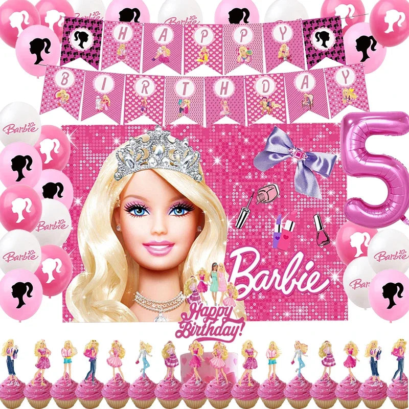 🔵 Pink Girl Barbie Birthday Party Decoration Set - Cyprus